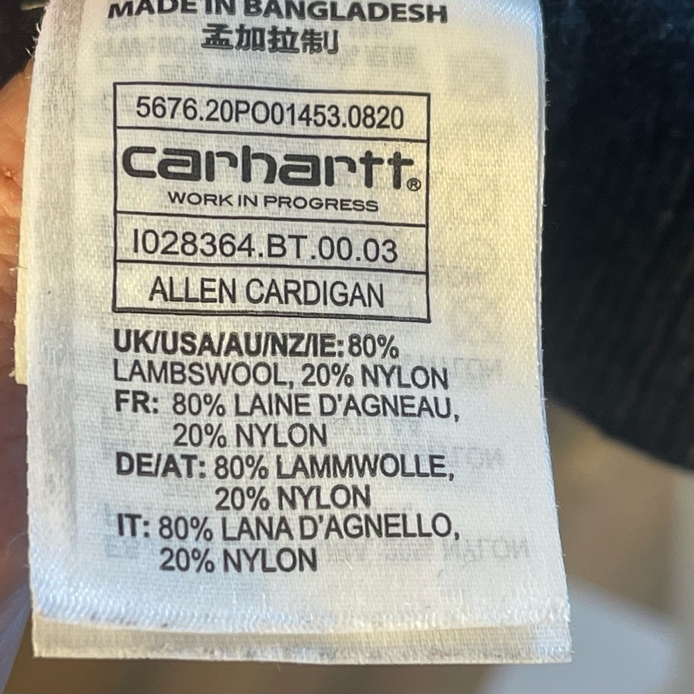Carhartt WIP Allen Gray Cardigan, Lamb’s Wool Blend, Casual, Preppy, Academic S - Picture 13 of 13